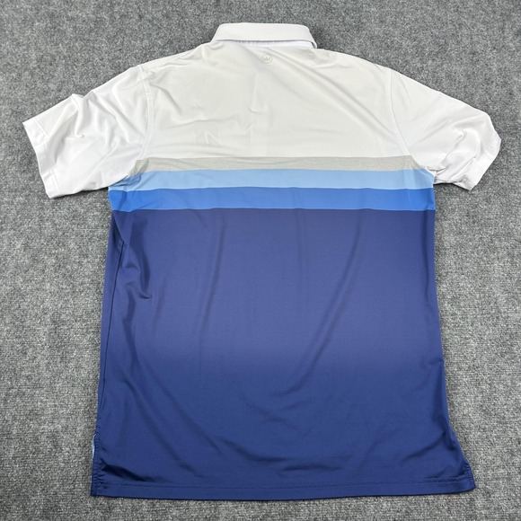 Peter Millar Polo Shirt Mens Large White Blue Summer Comfort Golf Bridgestone - Picture 6 of 9